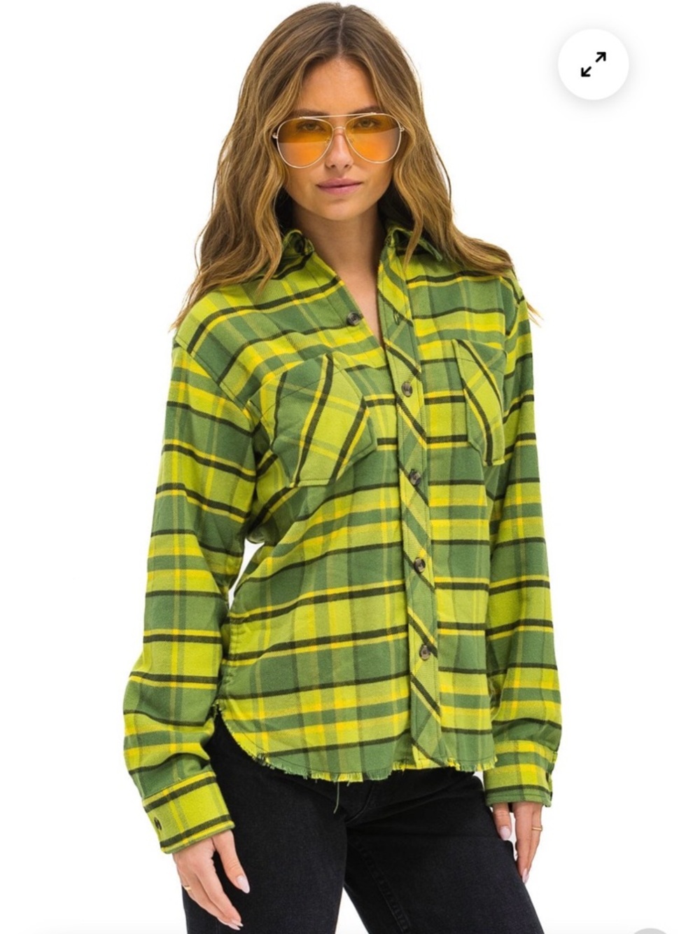 Aviator Nation Green and Yellow Checkered Shirt